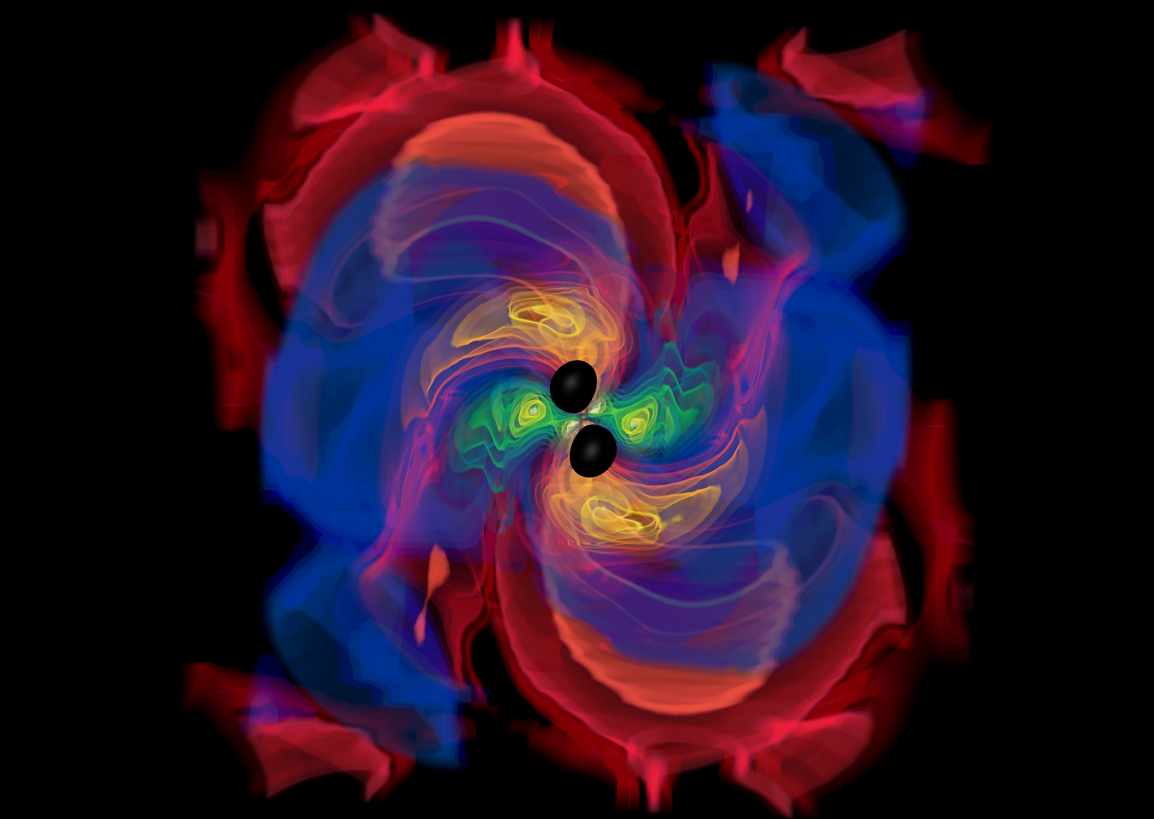 Gravitationswellen zweier verschmelzender Schwarzer Löcher